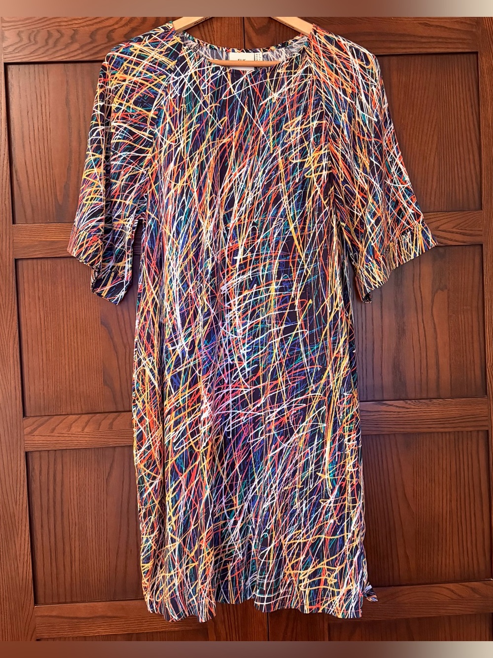 Elk the Label Australia Multicolor Scribble Print Dress Natural Fibre